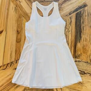 Athleta Bright White Levitate Dress, Athleisure Tennis Dress, Women's Large